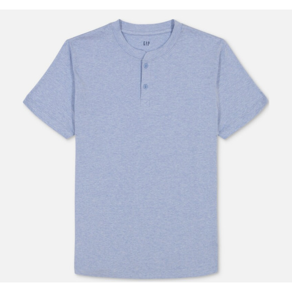 Gap Men Henley Shirt & Shorts Pajama Set 2-Pc Heather Blue Size L - Picture 1 of 3